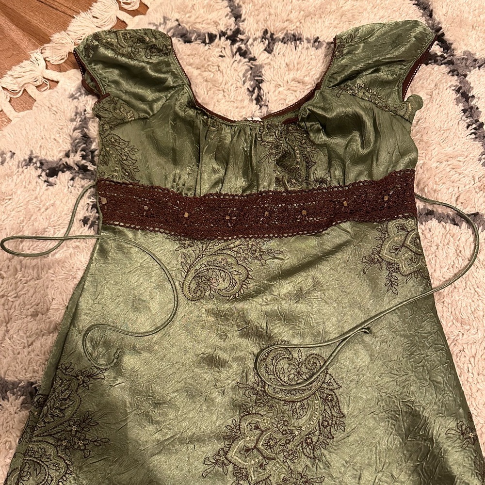 'Heart Soul' - large - green and brown paisley full length top/shirt